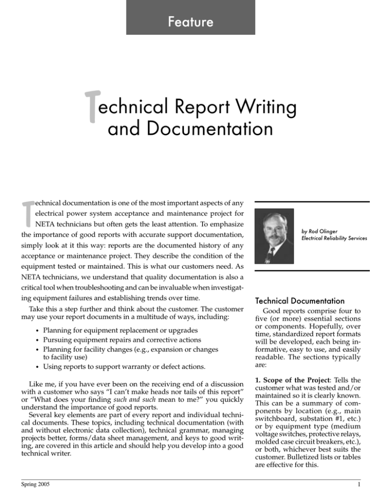 technical report writing pattern