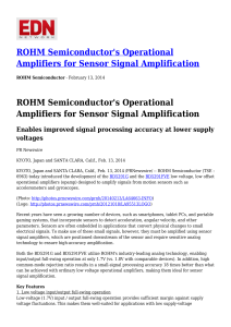 ROHM Semiconductor`s Operational Amplifiers for Sensor Signal