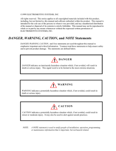 DANGER, WARNING, CAUTION, and NOTE Statements