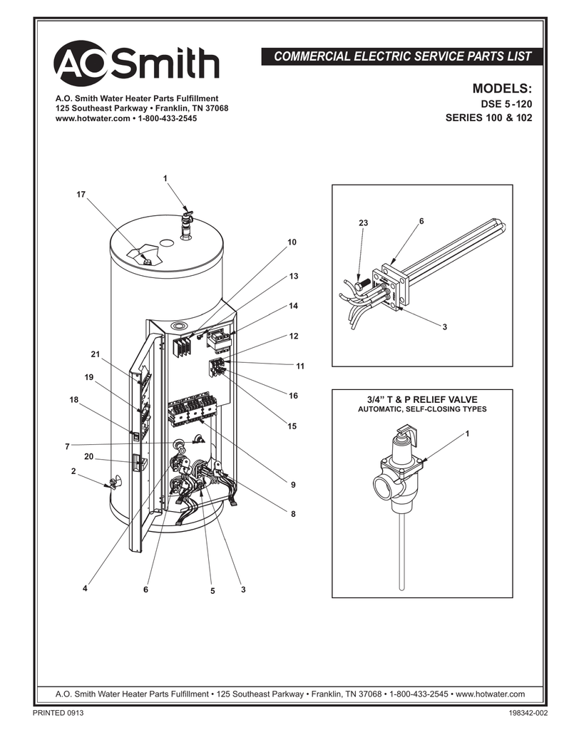 Parts List AO Smith Water Heaters