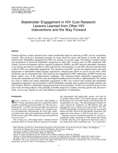 Stakeholder Engagement in HIV Cure Research: Lessons Learned
