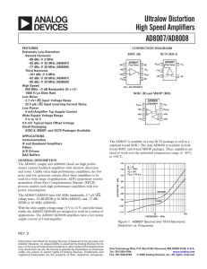 AD8007/AD8008 Ultralow Distortion High Speed Amplifiers Data