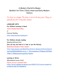 A Modern Charlotte Mason Booklist for Form 1 Early American/Early