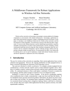 A Middleware Framework for Robust Applications in Wireless Ad