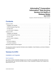 Informatica Data Archive - 6.4 HotFix 2 - Release Notes