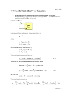 Sinusoidal Steady-State Power Calculations