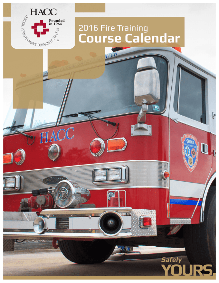 2016 Fire Training Calendar