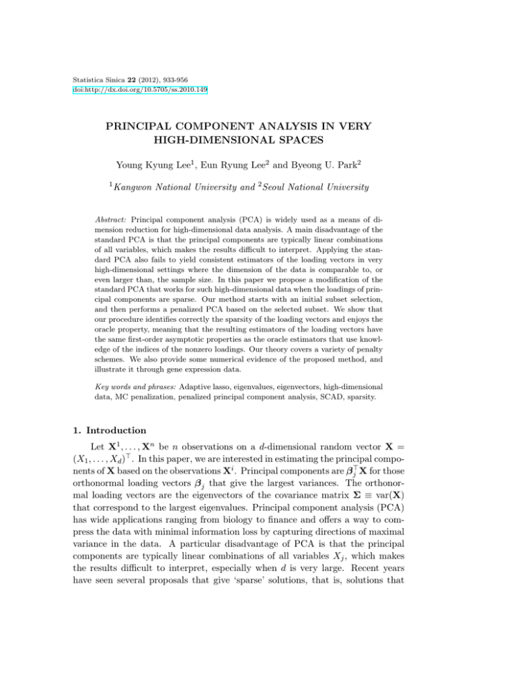 principal component analysis in very high