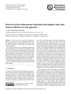 Retrieval of three-dimensional wind fields from Doppler radar data