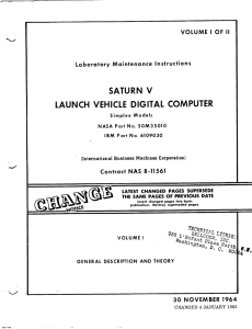 Laboratory Maintenance Instructions, Saturn V Launch