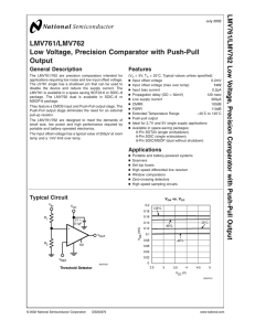 LMV761/LMV762 Low Voltage, Precision Comparator with Push