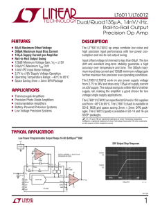 LT6011/LT6012 Dual/Quad135µA, 14nV/√Hz, Rail-to