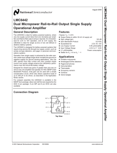 LMC6442 Dual Micropower Rail-to-Rail Output Single Supply