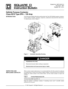 Definite Purpose Contactor, Class 8910 Type DPA