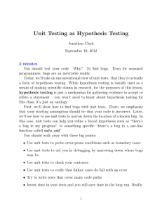 Unit Testing as Hypothesis Testing