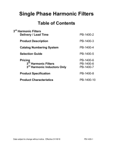 Single Phase Harmonic Filters