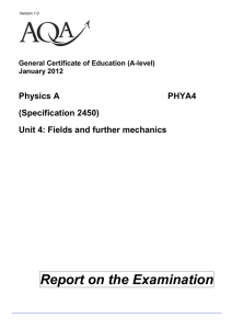 A-level Physics A Examiner report Unit 04 - Fields and Further