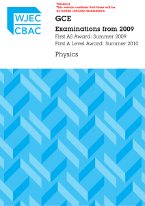 GCE Physics Specification 2009 onwards pdf