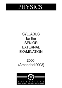 Physics (2000) Senior External Syllabus amended 2003