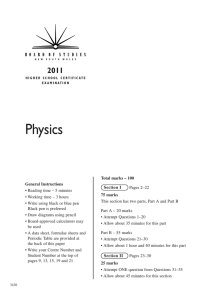 2011 HSC Examination - Physics - Board of Studies Teaching and