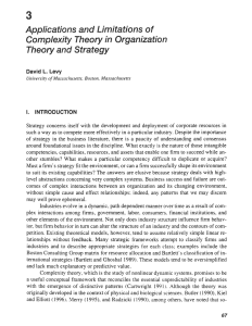 Applications and Limitations of Complexity Theory in Organization
