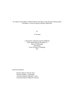 An Analysis of the Effects of State Financial Aid Policy on the Timing