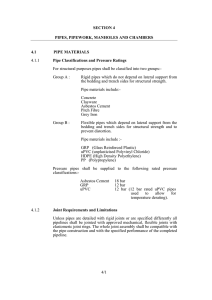 SECTION 4 PIPES, PIPEWORK, MANHOLES AND CHAMBERS 4/1