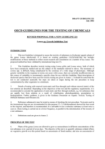 OECD GUIDELINES FOR THE TESTING OF CHEMICALS
