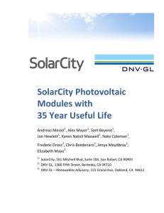 SolarCity Photovoltaic Modules with 35 Year Useful Life