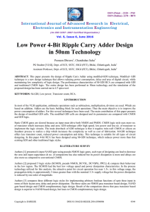 Low Power 4-Bit Ripple Carry Adder Design in 50nm