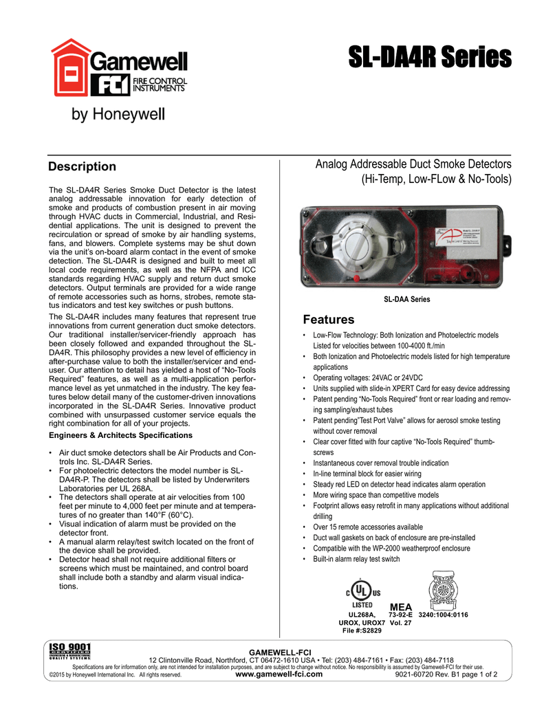 Sl 2000 Duct Smoke Detector Wiring Diagram