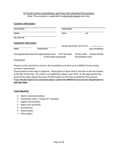 K‐Tronic Series Installation and Start‐Up Checkout Procedure.