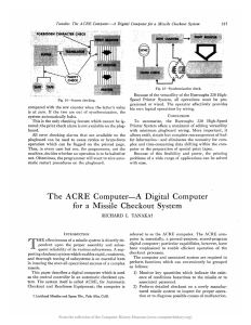 The ACRE Computer-A Digital Computer for `a Missile Checkout