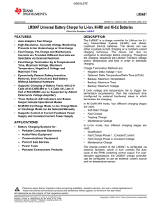 LM3647 Universal Battery Charger for Li-Ion, Ni-MH and Ni
