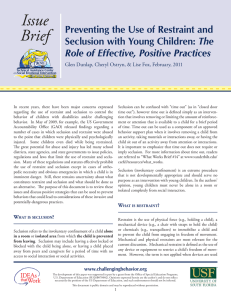 Issue Brief: Preventing the Use of Restraint and Seclusion with