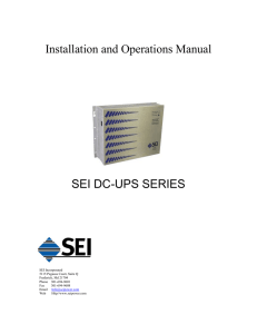 Installation and Operations Manual SEI DC-UPS SERIES