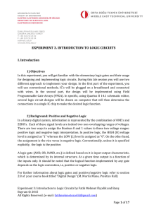 EXPERIMENT 3. INTRODUCTION TO LOGIC CIRCUITS
