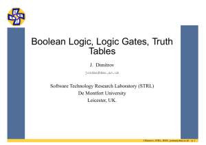 Boolean Logic, Logic Gates, Truth Tables