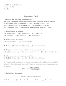 Math 103 Precalculus (Vinroot) November 30, 2015 Not Due