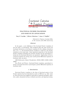 FRACTIONAL FOURIER TRANSFORM AND SOME OF ITS