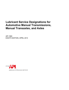 Lubricant Service Designations for Automotive Manual