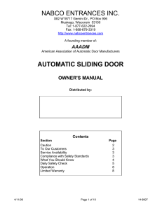 automatic sliding door owner`s manual