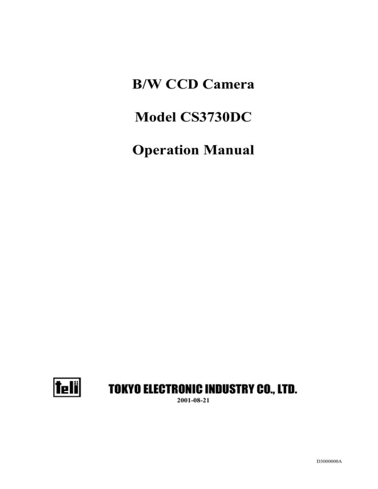 B/W CCD Camera Model CS3730DC Operation Manual