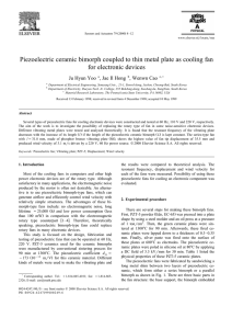 Piezoelectric ceramic bimorph coupled to thin metal plate as cooling