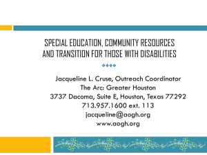 special education, community resources and transition for those with