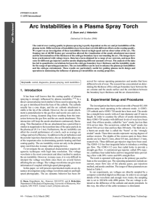 Arc Instabilities in a Plasma Spray Torch