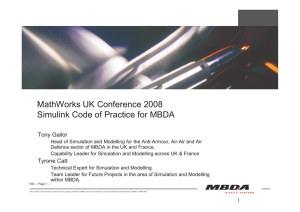 MathWorks UK Conference 2008 Simulink Code of Practice for MBDA