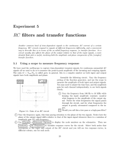 RC filters and transfer functions