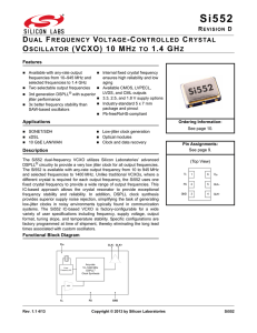 Si552 Data Sheet -- Dual Frequency Voltage