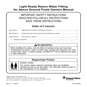 Light Ready Return Water Fitting Owner`s Manual